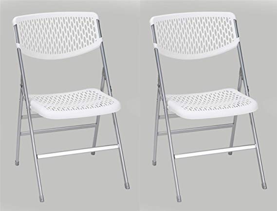 Cosco Products COSCO Commercial Mesh, 2-Pack Folding Chairs, 2 Pack, White Resin