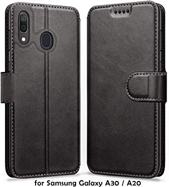 ykooe Case for Samsung Galaxy A20 Leather Wallet Flip Case with Card Slots Protective Cover for Samsung Galaxy A20 / Samsung Galaxy A30 (Black)
