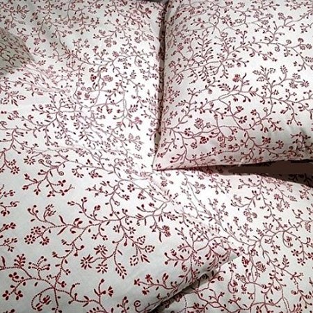 100% Cotton French Country Style Duvet Cover Set Full/queen Red Floral Patterns on White Background "Duvet Cover and 2 Pillowcases Included"