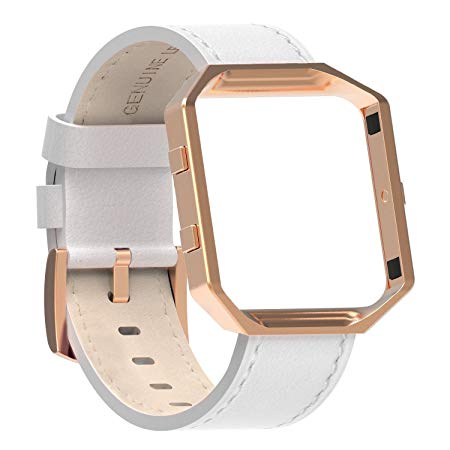 Austrake For Fitbit Blaze Bands Leather with Frame Small Large Fitbit Blaze Band with Stainless Steel Buckle for Women Men