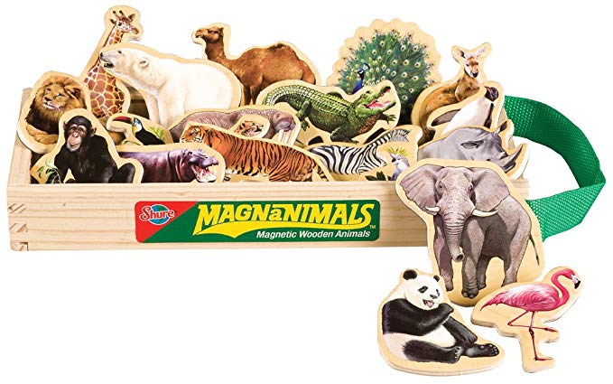 T.S. Shure Wild Animals Wooden Magnets 20 Piece MagnaFun Set