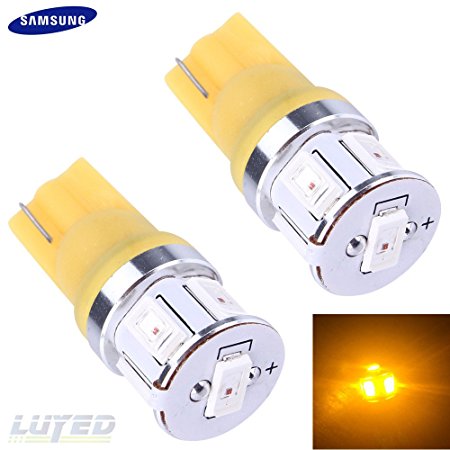 LUYED 2 X High Brightness and Low Current SAMSUNG 5630 6-EX Chipsets 12v-24v W5W 194 168 2825 Led Bulbs,Amber