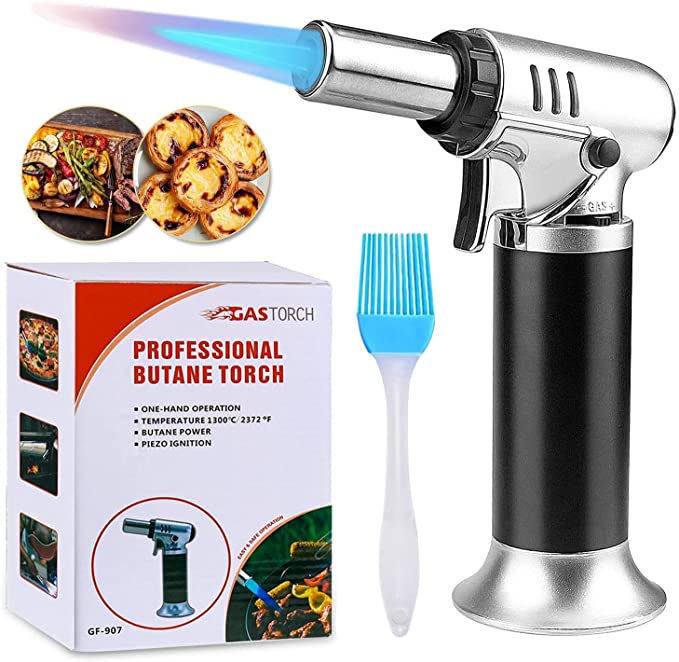 VICBAY Blow Torch Refillable Kitchen for Mother's Gift - Adjustable Flame Butane Gas Torch for Kitchen Tool/ Cooking/ Creme Brulee/ Garden BBQ/ Crafts/ Baking/ Chef/ Desserts (Butane Gas Not Included)
