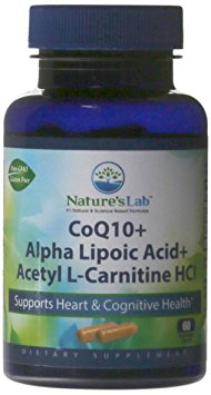 Nature's Lab CoQ10 Alpha Lipoic Acid Acetyl L-Carnitine HCL Supplement, 60 Count