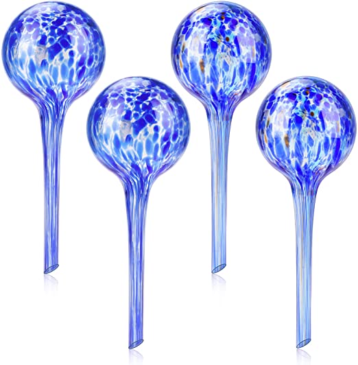 Allnice Plant Watering Globes 200ml Self Watering Bulbs 4 Pack Hand-Blown Glass Watering Globes, Garden Self Watering Stakes, Automatic Drippers Waterers for Potted Plants Indoor Outdoor Garden