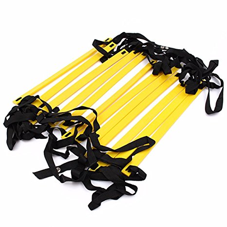 OUTERDO Agility Ladder for Soccer 12rung Super Flat Adjustable Speed Ladder for Football Basketball Boxing Hopping,Running Fitness Feet Training to Increase Speed,Coordination and Sense of Balance.