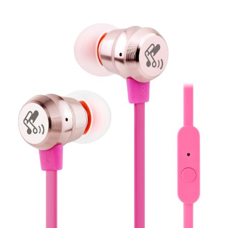In Ear Earbud Headphones, SoundPEATS M20 Earphones Tangle Free Handsfree Wired Headset with Mic and Volume Control for Smartphones, MP3 Player, Portable Music's Player (SoundPEATS M20 Pink)