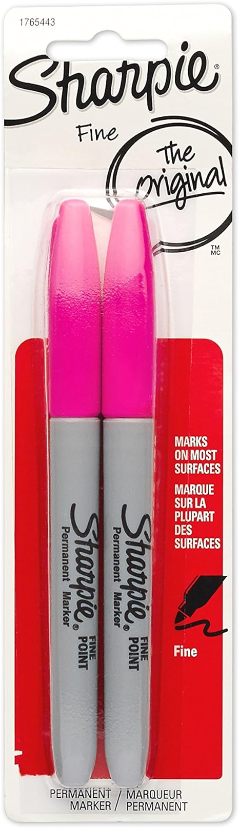 Sharpie Permanent Markers, Fine Point, Magenta, 2-Pack (1765443)