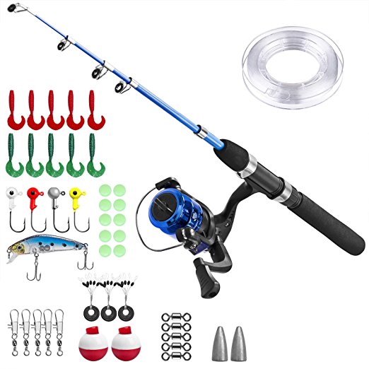 Kids Fishing Pole,Light and Portable Telescopic Fishing Rod and Reel Combos for Youth Fishing by PLUSINNO