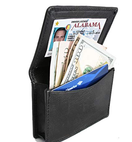 AFONiE RFID - Blocking Business Leather Card Case Excellent Designer - Black