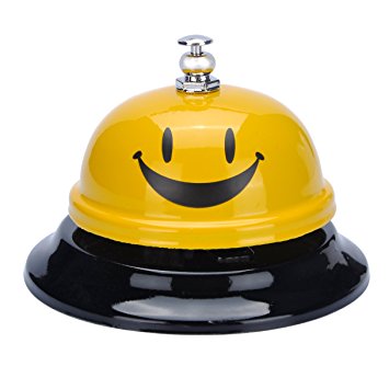 Happy Face Call Bell,2.36 Inch Caliber for the Porter Kitchen Restaurant Bar, Service Bell with Black Base