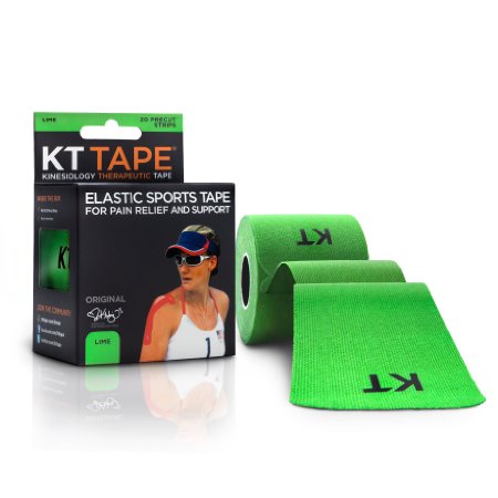 KT TAPE Original Cotton Elastic Kinesiology Therapeutic Tape - 20 Pre-Cut 10-Inch Strips