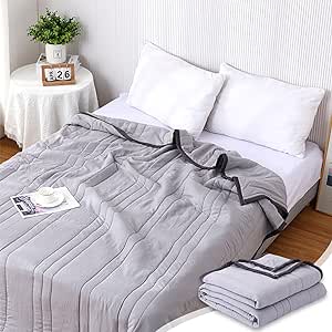 Ice Blanket for All-Season Lightweight, Summer Cooler Quilt for Hot Sleepers and Night Sweats - Cooler Comforter Double Sided Cold Effect Blanket Cooler Fiber Soft Cooli_n-g Blankets for Keep Cool