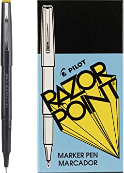 PILOT Razor Point Fine Line Marker Stick Pens, Ultra-Fine Point (0.3mm) Black Ink, 12-Pack (11001)