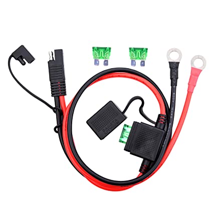 SAE to O Ring Terminal Harness, with 30A Protection Fuse, 2-Pin Quick Disconnect Plug,SAE Battery Extension Cable for Motorcycle Cars RV 2ft/60cm 10AWG