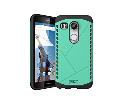 Nexus 5X Case, iC-Tech Nexus 5X Shield, [Drop Protection] Dual Layer Hard PC Cover   Silicone Hybrid Scratch Resistant [Shock absorption] Tough Armor Bumper Case [Includes Screen Protector] - Mint Green