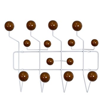 LCH Eames Hang it all Replica, Coat Purse Hanger Wall Mounted Coat Rack with Painted Solid Wooden Balls (Brown)