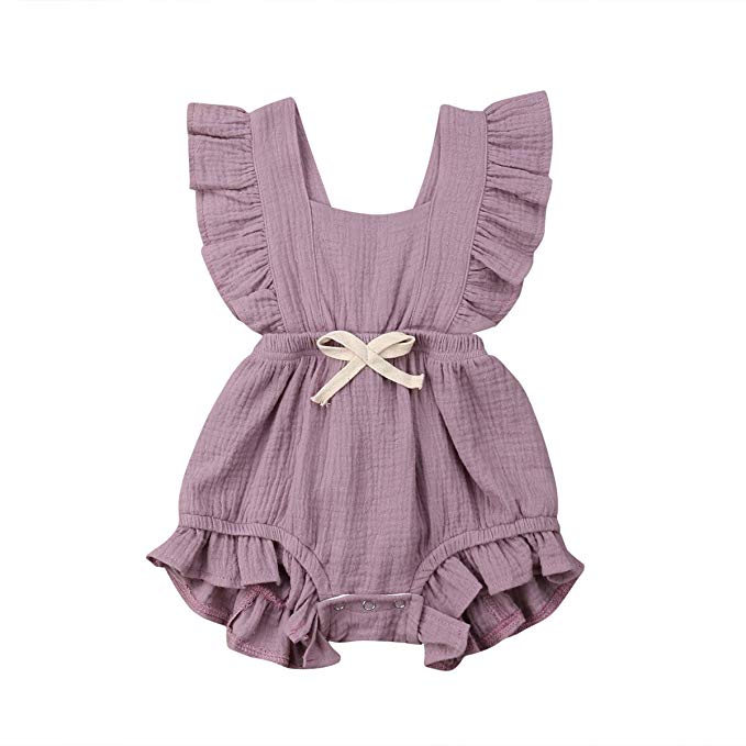 ITFABS Newborn Baby Girl Romper Bodysuits Cotton Flutter Sleeve One-Piece Romper Outfits Clothes