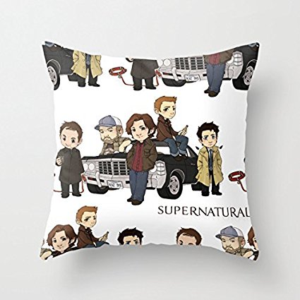 Home Style diylancas Cotton Linen Throw Pillow Cover Cushion Case Cast of Supernatural - 45 X 45 cm Square Design
