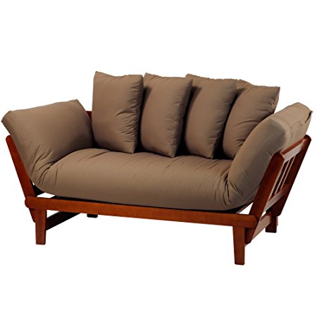 Casual Home Casual Lounger Sofa Bed Fabric Cover, Single, Oak Frame/Khaki