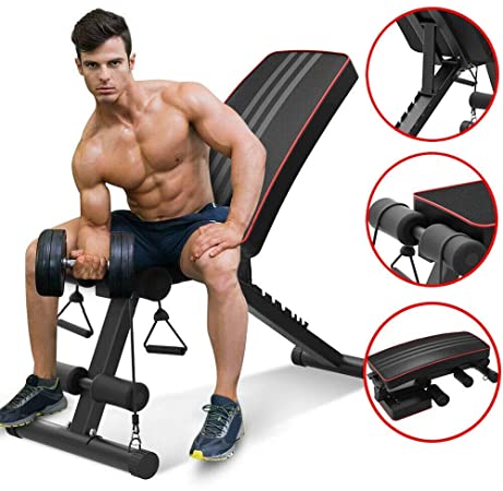 Yoleo Adjustable Incline Folding Bench Multi-Purpose Sit up Bench Portable Exercise Bench Fitness Training, 7 - Positions Utility Bench for Full Body Exercise Workout Bench