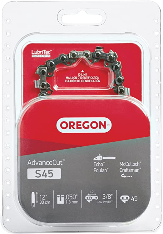 Oregon S45 AdvanceCut 12-Inch Chainsaw Chain Fits Craftsman, McCulloch, Poulan, Remington,grey