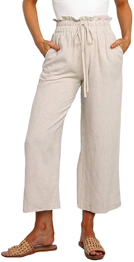 Dokotoo Womens Casual Elastic Waist Solid Comfy Jogging Jogger Pants with Pockets