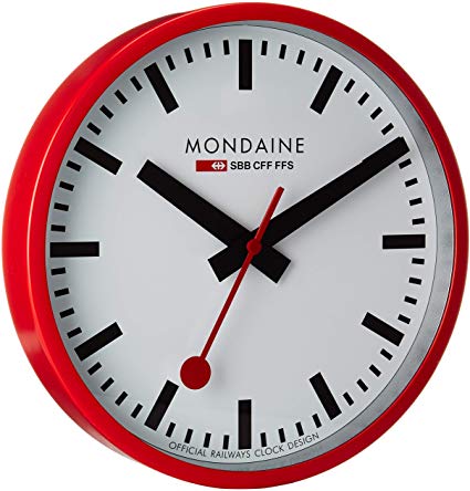 Mondaine A990.CLOCK.11SBC Wall Clock White Dial Red Frame