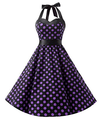 Dresstells Vintage 1950s Rockabilly Polka Dots Audrey Dress Retro Cocktail Dress