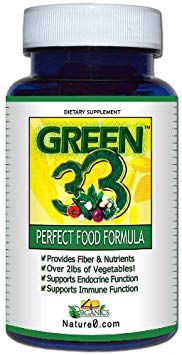 Green 33 Daily Vegetables Greens-in-a-Pill Superfood Supplement (Bottle 90 Tablets) by 4 Organics - All Natural Premium Quality 100% Whole-Food Vegetable Vitamin Tablet - Satisfaction Guaranteed