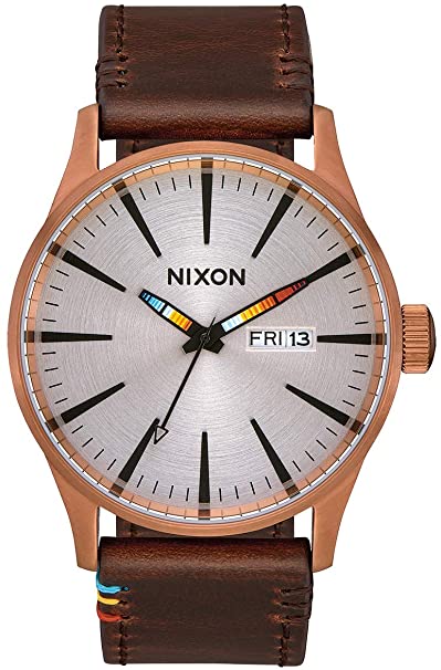 Nixon Men's A105 Sentry 42mm Stainless Steel Leather Quartz Movement Watch