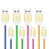 Micro USB Cable Magic-T 4-Pack Nylon Braided 6ft Cable High Speed USB 20 A Male to Micro B Aluminum Shell Connectors for Android Samsung HTC Nokia Sony and Other Tablet Smartphone BlueOrangePinkGreen