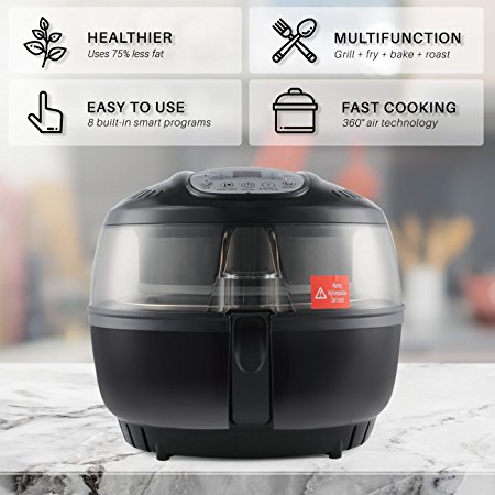 DELLA | Air Fryer | Healthy Cooker | 10 Quart | 1200 WATT | Griller | Roaster | Oil Less | Home | Black Rotisserie Fryer