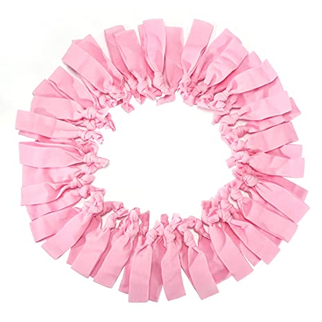 Rimobul Hair Ties No Crease Ponytail Knotted for Women and Girls Yoga or Prformance and Daily use Knotted Ponytail Holder (Package: 50 Piece Pink Hair Ties)