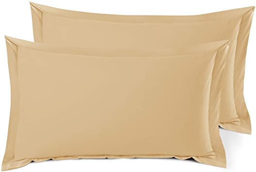 Nestl Soft Pillow Shams Set of 2 - Double Brushed Microfiber Hypoallergenic Pillow Covers - Hotel Style Premium Bed Pillow Cases, King - Camel