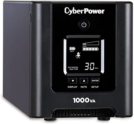 CyberPower OR1000PFCLCD PFC Sinewave UPS System, 1000VA/700W, 8 Outlets, AVR, Mini-Tower,Black