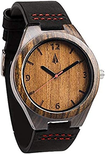 Treehut Men Wooden Quartz Analog Premium Quality Leather Strap Durable Wrist Watch