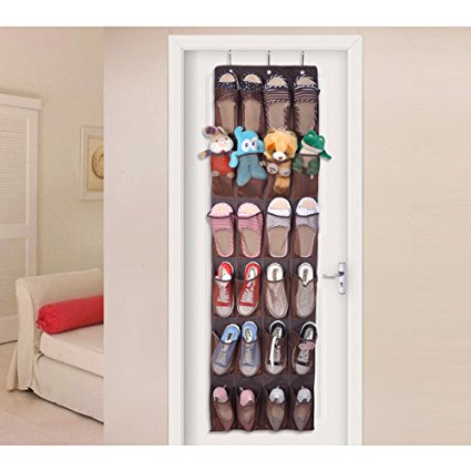 Hippih Over the Door Shoe Organizer with 24 Reinforced Pockets Hang on standard doors with 3 hooks,64'' x 19''