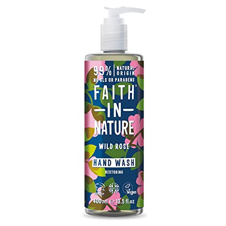 Faith in Nature Natural Wild Rose Hand Wash, Restoring, Vegan & Cruelty Free, Parabens and SLS Free, 400ml