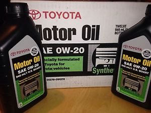 Case of 12 Quarts Toyota Full Synthetic 0W-20 Oil