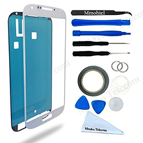 Samsung Galaxy S4 White Display Touchscreen replacement kit 12 pieces incl tools / pre cut Sticker / cleaning cloth / suction cup / wire MMOBIEL