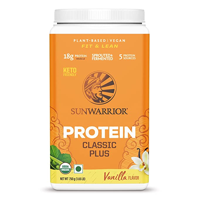 Sunwarrior - Classic Plus 750 g, Vanilla, Vegan Protein Powder with Peas & Brown Rice, Raw Organic Plant Based Protein