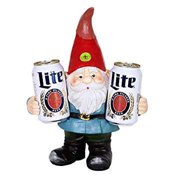 Exhart Good Time Two-Can Timmy Gnome– Funny Gnome Décor, Double Fisting Beer Gnome Livens up Any Living Room, Patio, Garden and Office, 10" L x 5" W x 13" H