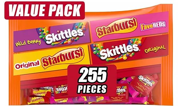 Skittles And Starburst Bite 250 Piece Candies Variety, 104.4 Ounce