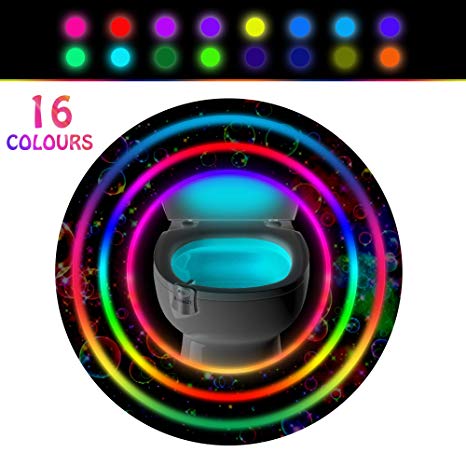 Toilet Light Motion Detection with 16 LED Colors, Sensor Led Toilet Bowl Light - Night Glowbowl Light Detection - As Seen on TV & Great Gift for Mom, Dad, Kids or Potty Training (1 Pack)
