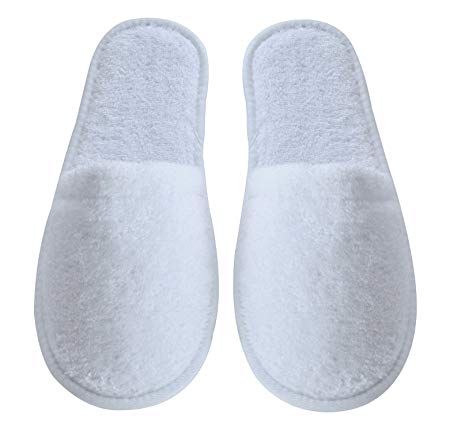 Arus Men's Turkish Terry Cotton Cloth Spa Slippers, One Size Fits Most, White with Black Sole