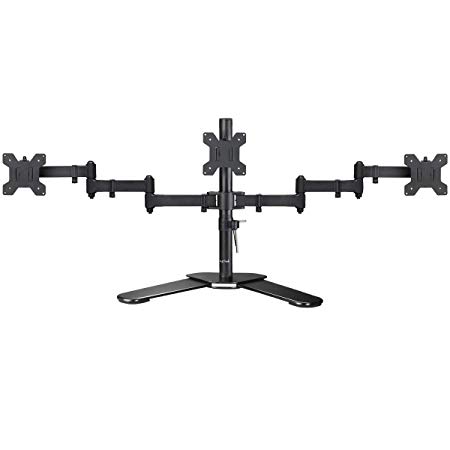 Suptek Triple LED LCD Monitor Free-Standing Desk Stand Heavy Duty Fully Adjustable Mount for 3 / Three Screens up to 27 inch (ML6463)