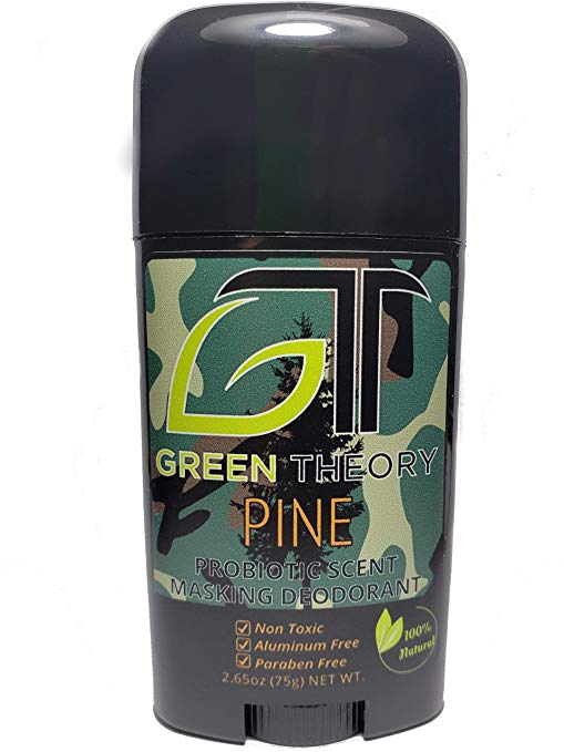 Green Theory Probiotic Natural Deodorant - Pine | Hunting, Scent Mask, Outdoors, Wilderness | Tree Scent Collection - Solid 2.65 Ounces