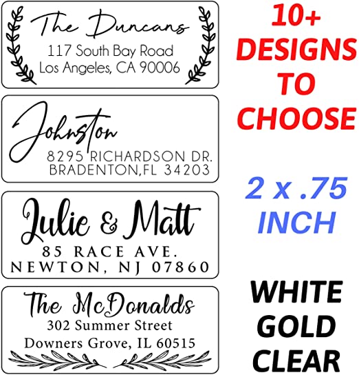 Choose Design! - Address Labels Clear White Gold Silver Personalized Return Address Labels Customized Mail Labels Wedding Labels Custom Address Stickers