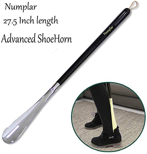 Extra Long Handle 27.5 Inch Shoe Horn,Metal & Wooden Shoehorns for Boots & Shoes,Men,Women，Seniors, Pregnancy